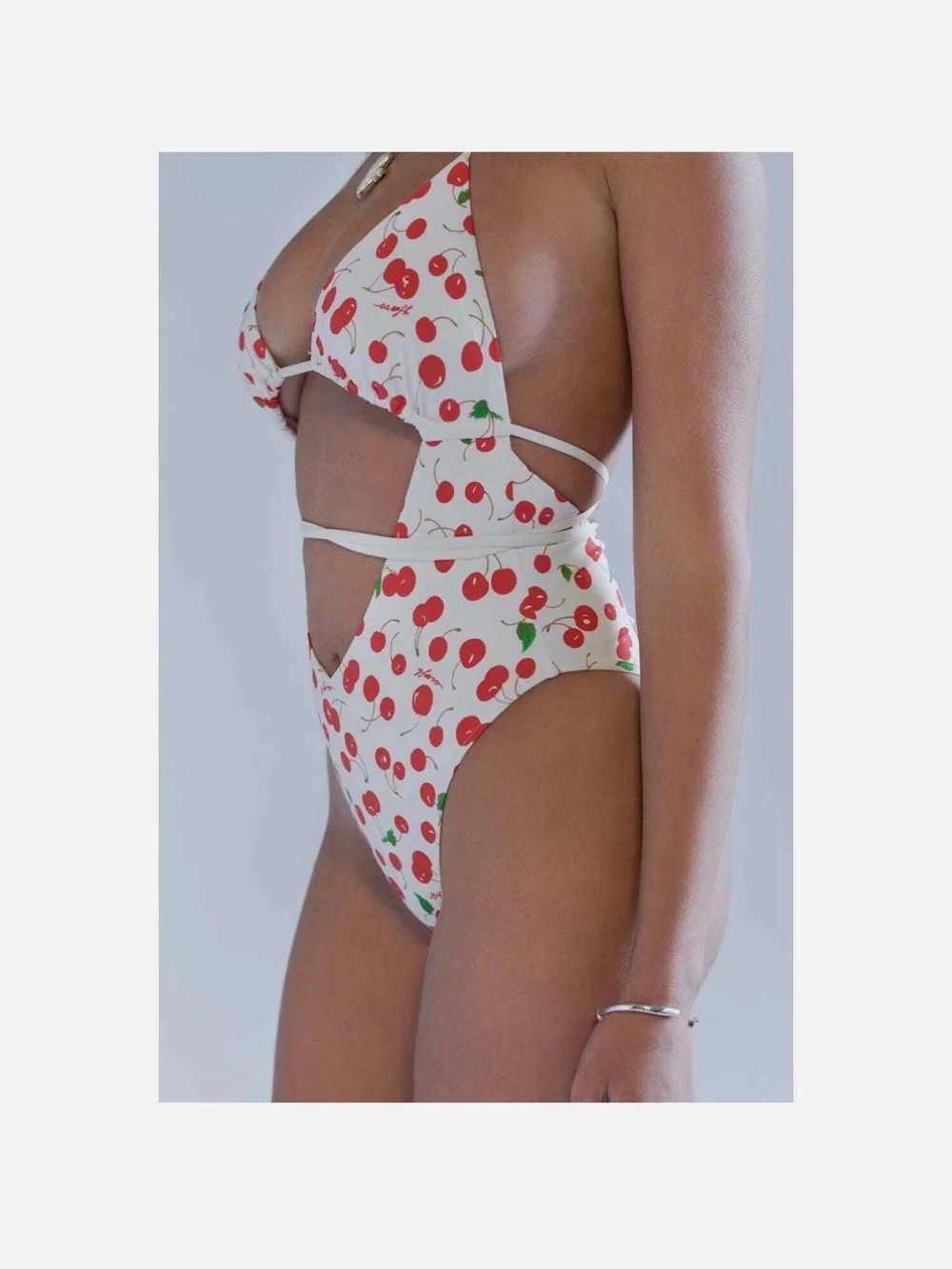 Frankies Bikinis X Sydney Sweeney Gemma Cherry-Print Cut-Out Swimsuit